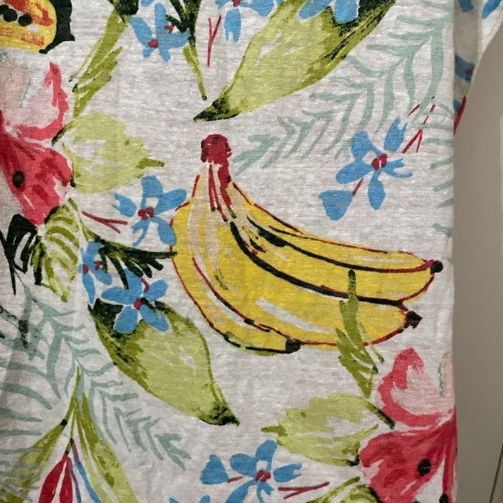 C&C California 100% Linen Tropical Fruit Print Top - Large - Picture 5 of 6
